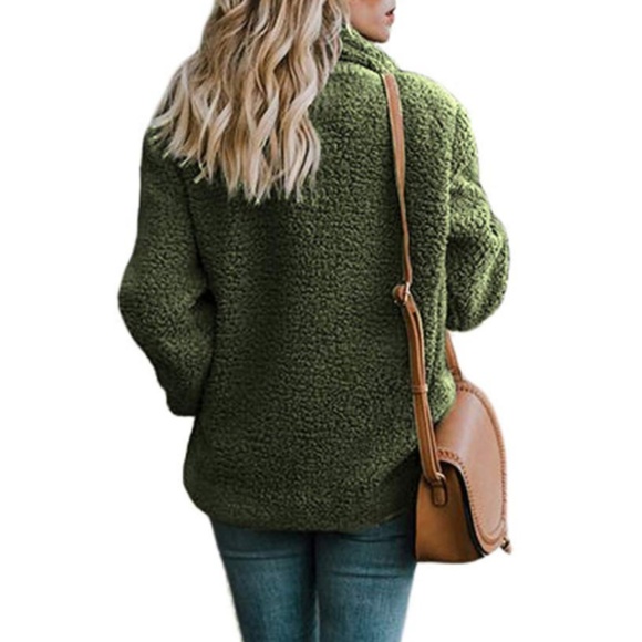 Women's Fleece Open Front Cardigan Coat - Picture 2 of 3